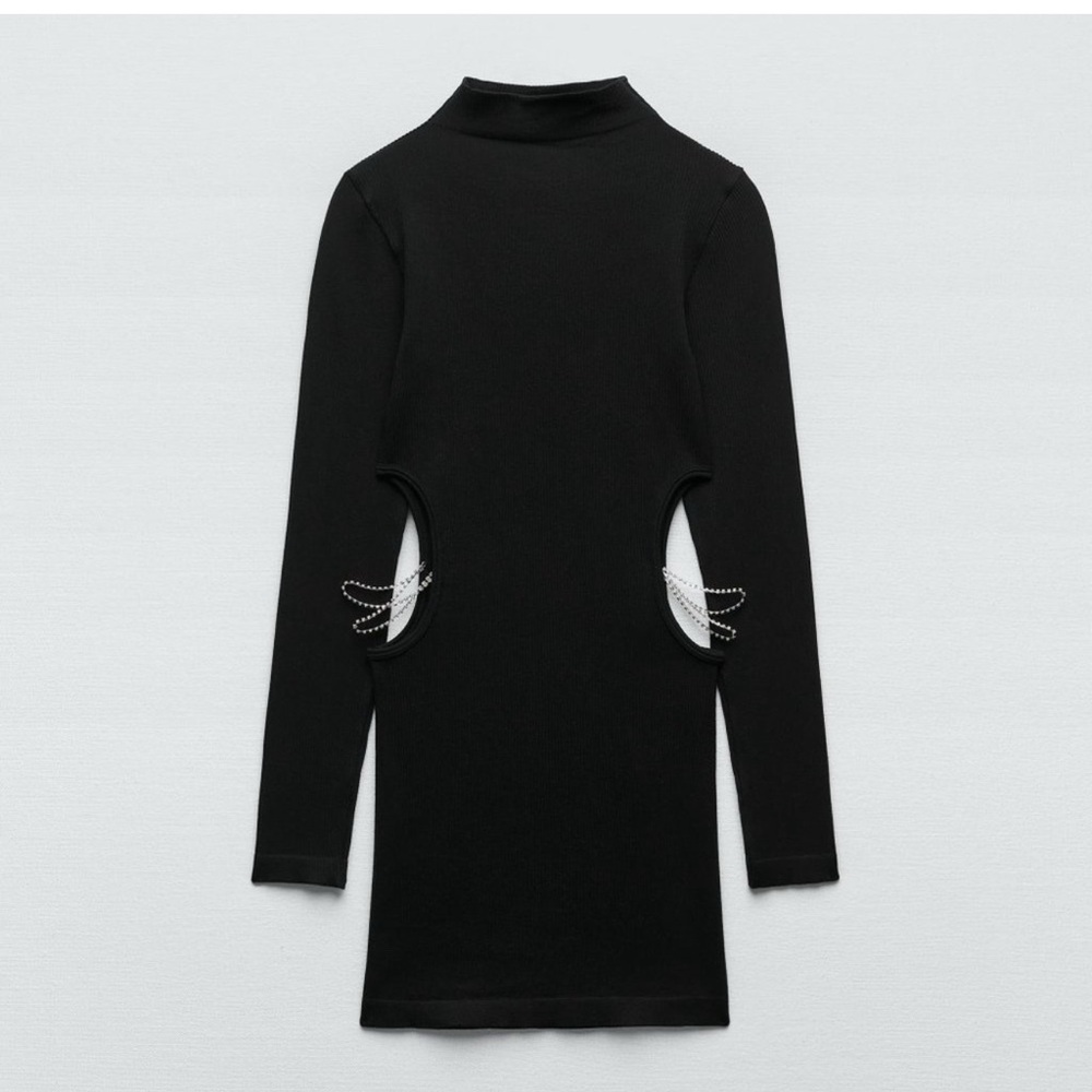BLOGGER'S FAVE! Zara Seamless Cut Out Rhinestone Mini Dress Black